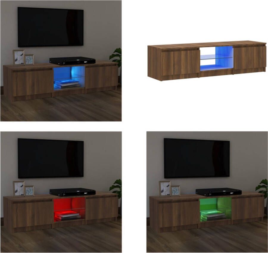 VidaXL Tv-meubel met LED-verlichting 140x40x35-5 cm bruineikenkleurig Tv-kast Tv-kasten Tv-meubel Met LED-verlichting