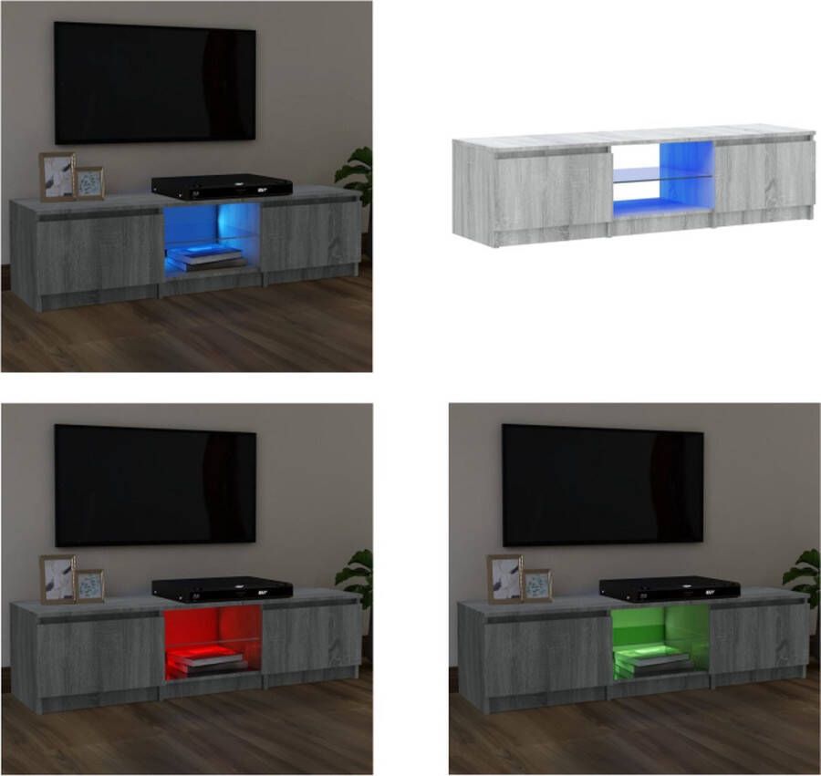 VidaXL Tv-meubel met LED-verlichting 140x40x35-5 cm grijs sonoma eiken Tv-meubel Tv-kastemeubels Tv-kast Tv-meubel Met LED-verlichting