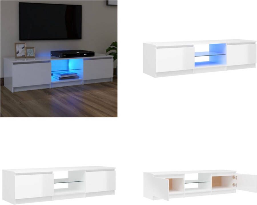 VidaXL Tv-meubel met LED-verlichting 140x40x35-5 cm hoogglans wit Tv-kast Tv-kasten Televisiekast Televisiekasten