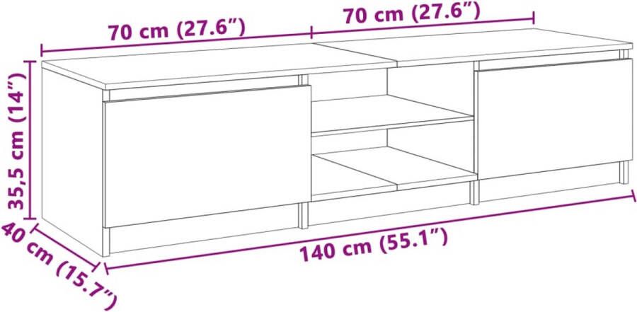 VidaXL -Tv-meubel-met-LED-verlichting-140x40x35 5-cm-zwart - Foto 4