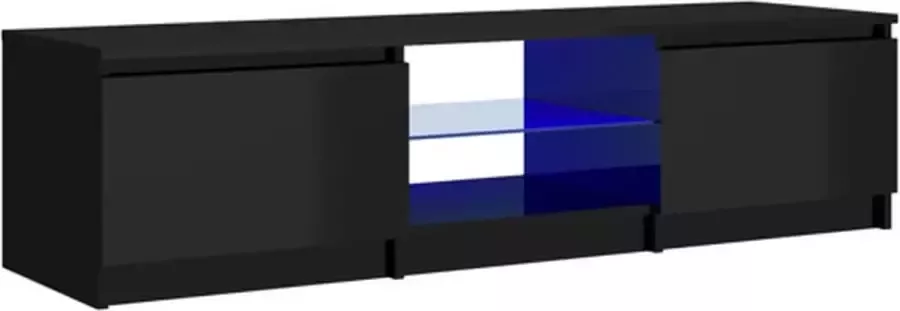 VidaXL Tv-meubel met LED-verlichting 140x40x35.5 cm hoogglans zwart - Foto 2