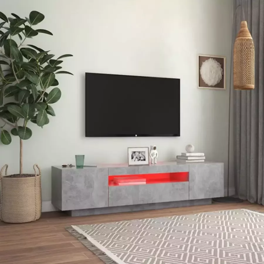 VidaXL -Tv-meubel-met-LED-verlichting-160x35x40-cm-betongrijs - Foto 5