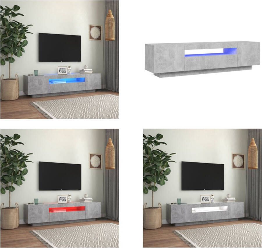 vidaXL Tv-meubel met LED-verlichting 160x35x40 cm betongrijs Tv-kast Tv-kasten Televisiekast Televisiekasten