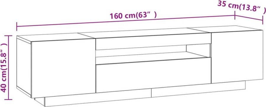 VidaXL -Tv-meubel-met-LED-verlichting-160x35x40-cm-bruineikenkleurig - Foto 4