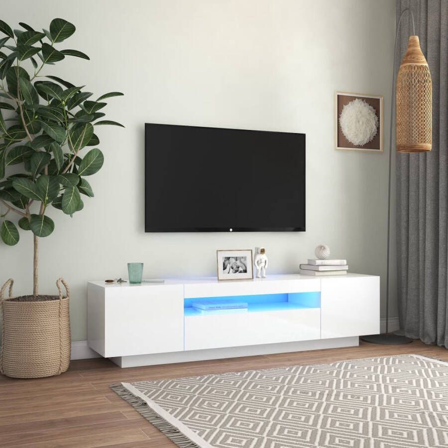 VidaXL -Tv-meubel-met-LED-verlichting-160x35x40-cm-hoogglans-wit