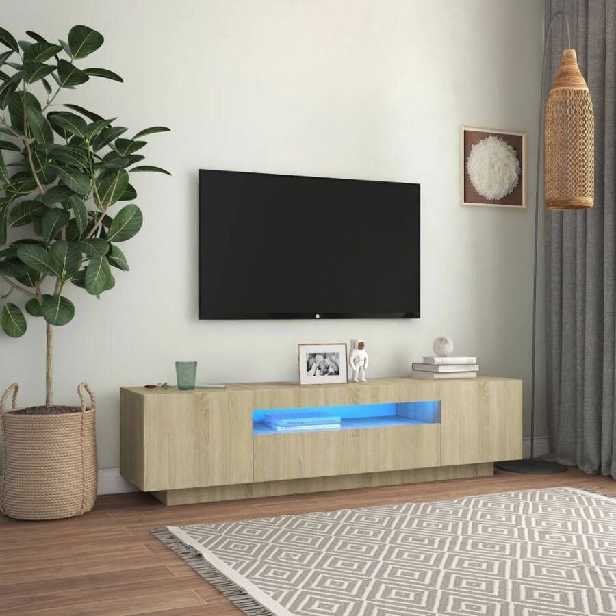 VidaXL -Tv-meubel-met-LED-verlichting-160x35x40-cm-sonoma-eikenkleurig - Foto 2