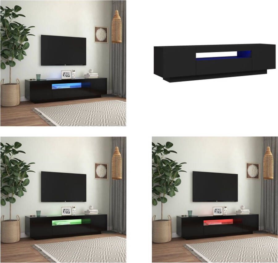 vidaXL Tv-meubel met LED-verlichting 160x35x40 cm zwart Tv-kast Tv-kasten Televisiekast Televisiekasten