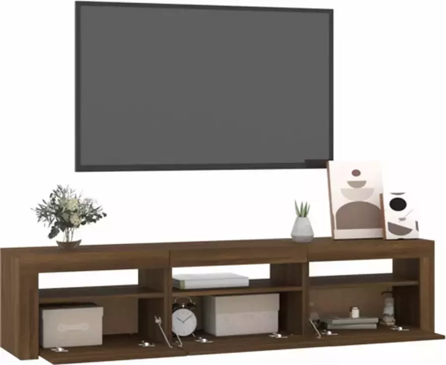 vidaXL Tv-meubel met LED-verlichting 180x35x40 cm bruineikenkleurig