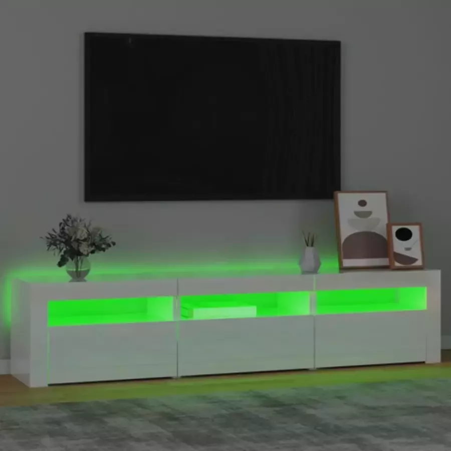 VidaXL -Tv-meubel-met-LED-verlichting-180x35x40-cm-hoogglans-wit - Foto 3
