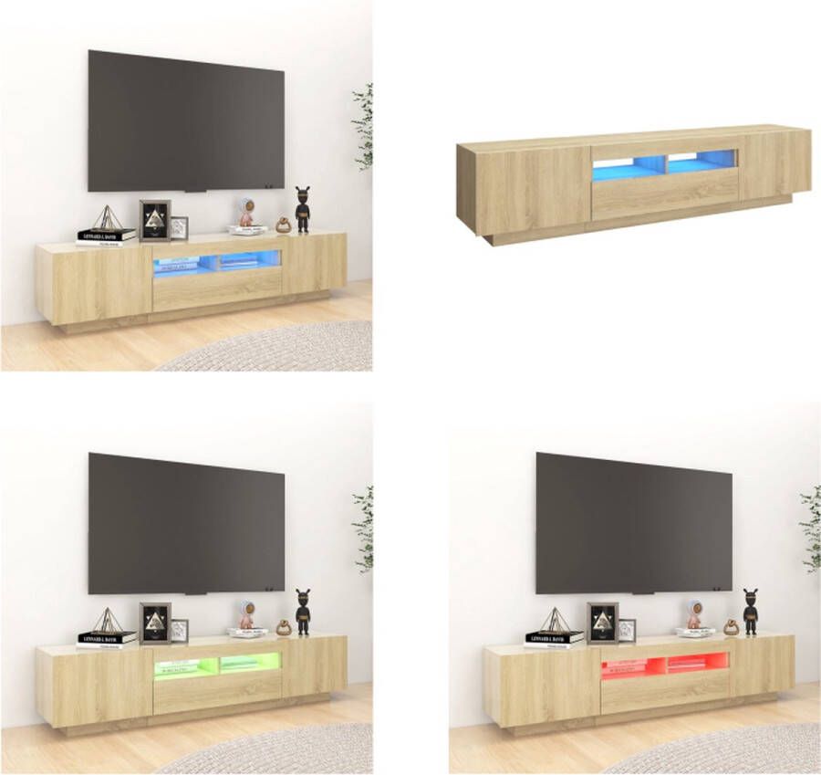 VidaXL Tv-meubel met LED-verlichting 180x35x40 cm sonoma eikenkleurig Tv-kast Tv-kasten Televisiekast Televisiekasten