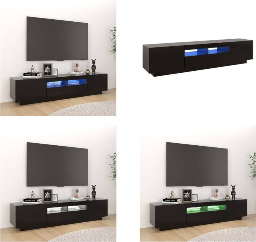 vidaXL Tv-meubel met LED-verlichting 180x35x40 cm zwart Tv-kast Tv-kasten Televisiekast Televisiekasten