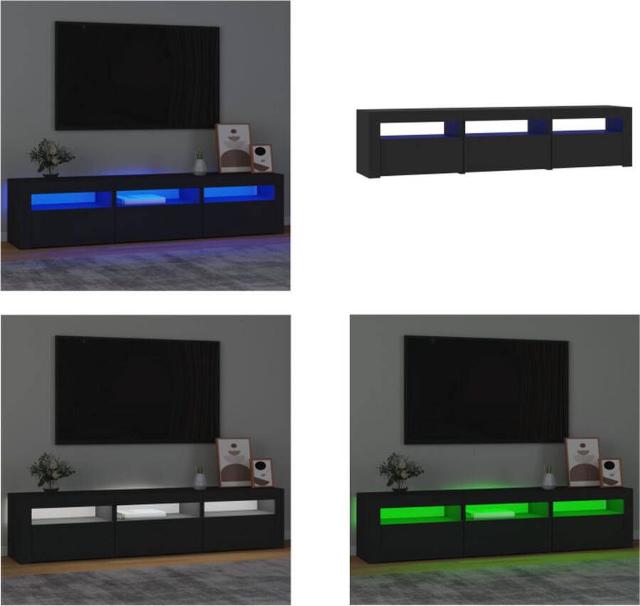 VidaXL Tv-meubel met LED-verlichting 180x35x40 cm zwart Tv-kast Tv-kasten Tv-meubel Met LED-verlichting