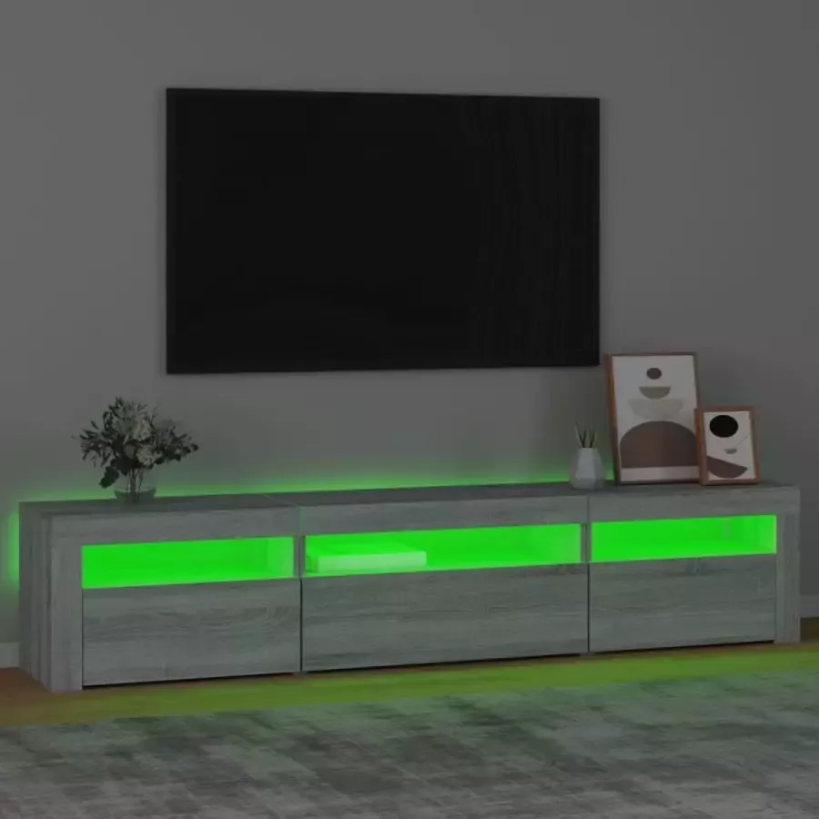 VidaXL -Tv-meubel-met-LED-verlichting-195x35x40-cm-grijs-sonoma-eiken