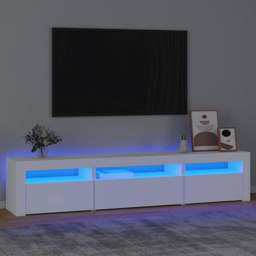 VidaXL -Tv-meubel-met-LED-verlichting-195x35x40-cm-wit - Foto 2