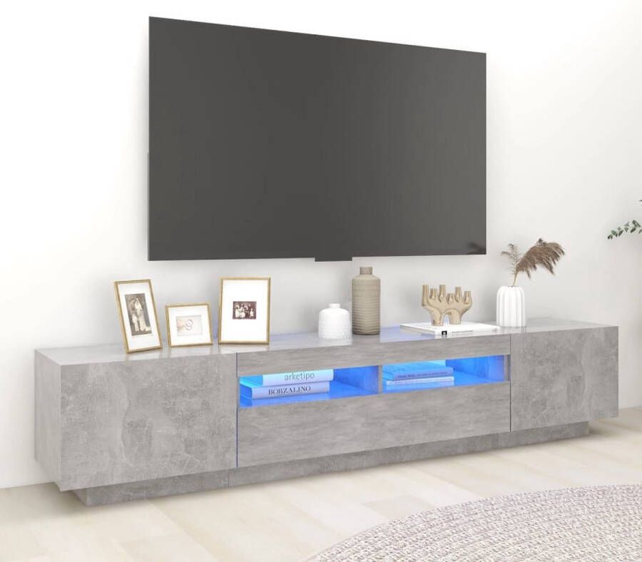 VidaXL -Tv-meubel-met-LED-verlichting-200x35x40-cm-betongrijs - Foto 2