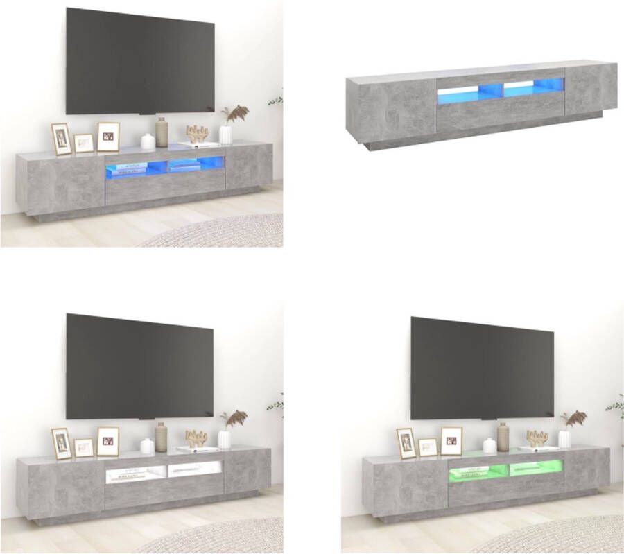 VidaXL Tv-meubel met LED-verlichting 200x35x40 cm betongrijs Tv-kast Tv-kasten Televisiekast Televisiekasten