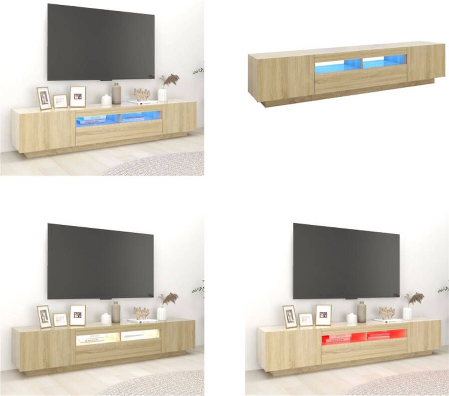VidaXL Tv-meubel met LED-verlichting 200x35x40 cm sonoma eikenkleurig Tv-kast Tv-kasten Televisiekast Televisiekasten