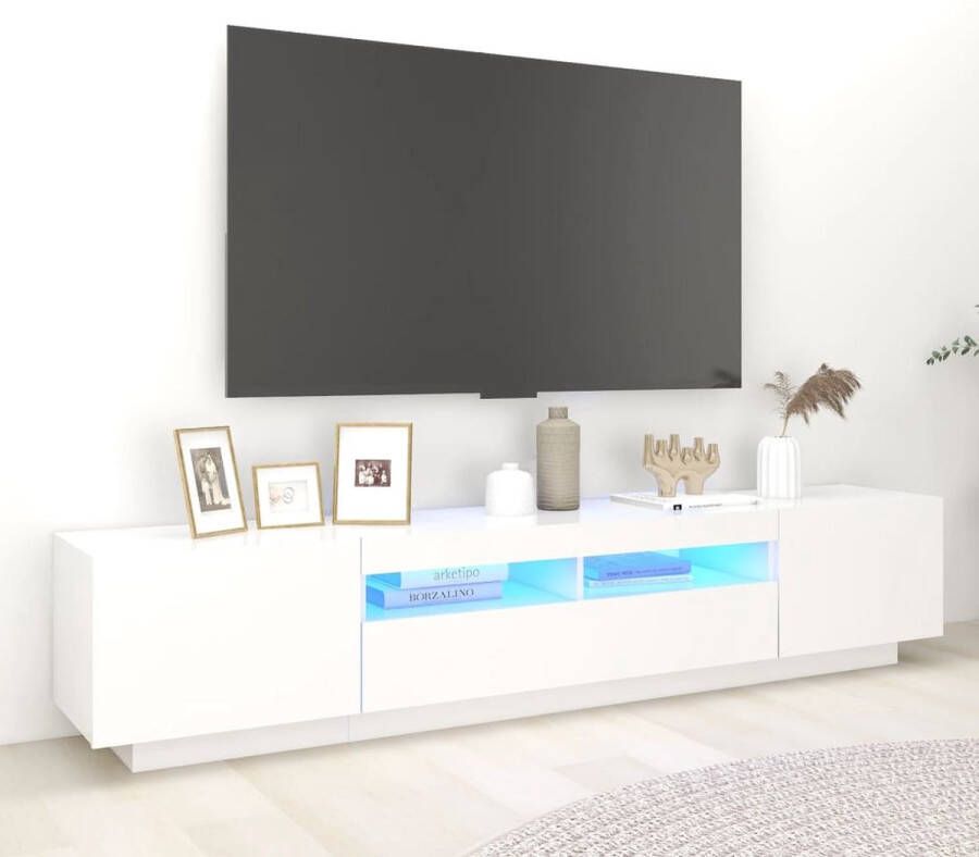 VidaXL -Tv-meubel-met-LED-verlichting-200x35x40-cm-wit - Foto 2