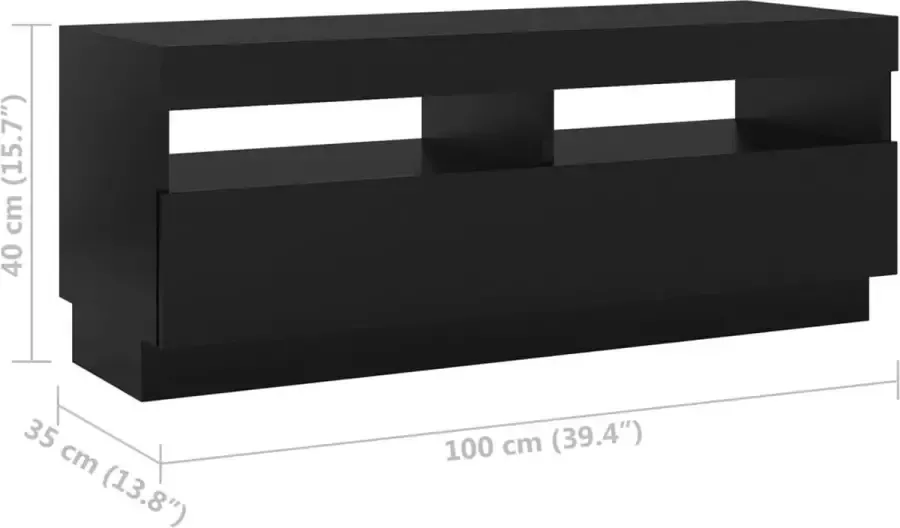 VidaXL -Tv-meubel-met-LED-verlichting-200x35x40-cm-zwart - Foto 3
