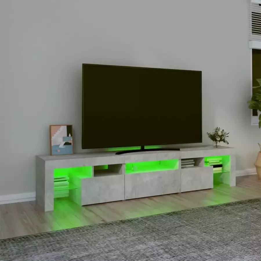VidaXL -Tv-meubel-met-LED-verlichting-200x36 5x40-cm-betongrijs - Foto 2