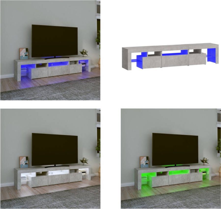 VidaXL Tv-meubel met LED-verlichting 200x36-5x40 cm betongrijs Tv-kast Tv-kasten Tv-meubel Met LED-verlichting