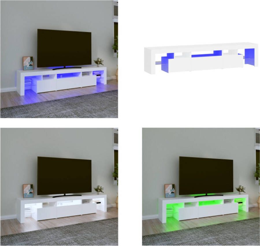 VidaXL Tv-meubel met LED-verlichting 200x36-5x40 cm wit Tv-kast Tv-kasten Tv-meubel Met LED-verlichting