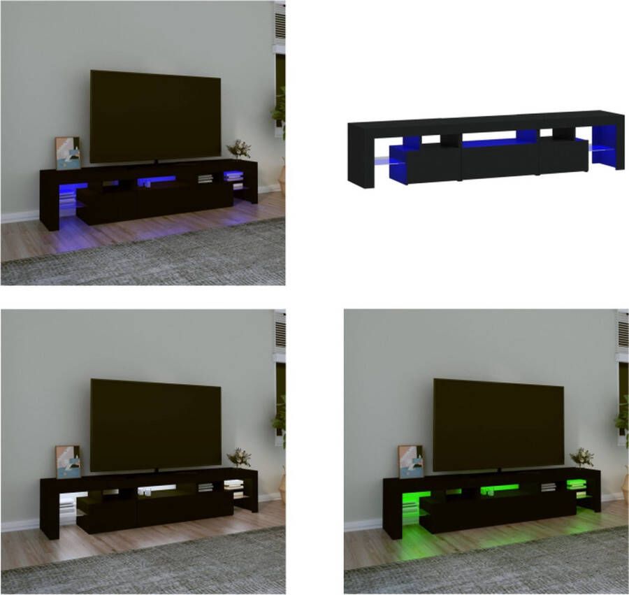 VidaXL Tv-meubel met LED-verlichting 200x36-5x40 cm zwart Tv-kast Tv-kasten Tv-meubel Met LED-verlichting