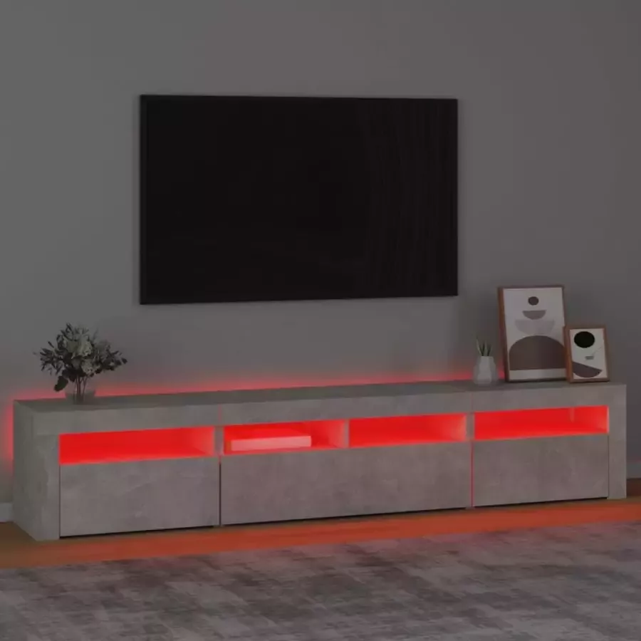 VidaXL -Tv-meubel-met-LED-verlichting-210x35x40-cm-betongrijs - Foto 1