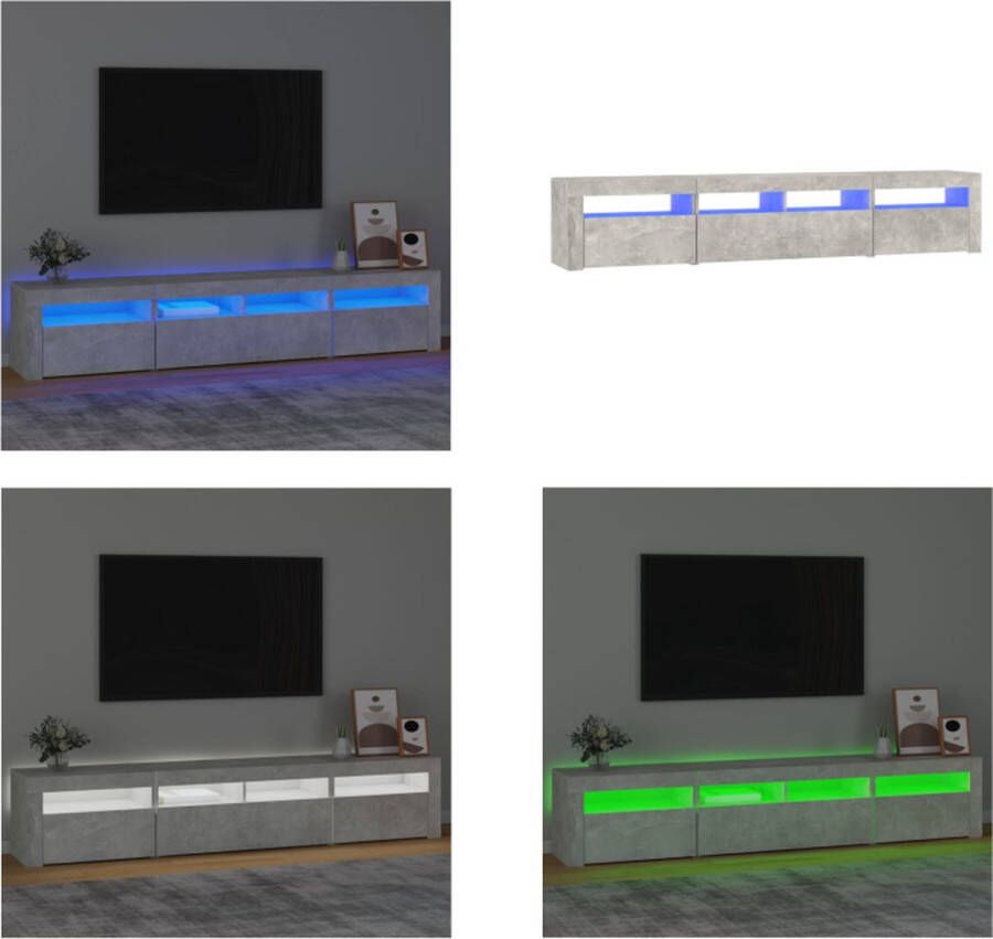 VidaXL Tv-meubel met LED-verlichting 210x35x40 cm betongrijs Tv-kast Tv-kasten Tv-meubel Met LED-verlichting