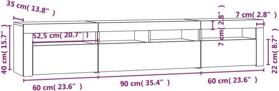 VidaXL -Tv-meubel-met-LED-verlichting-210x35x40-cm-gerookt-eikenkleurig - Foto 3