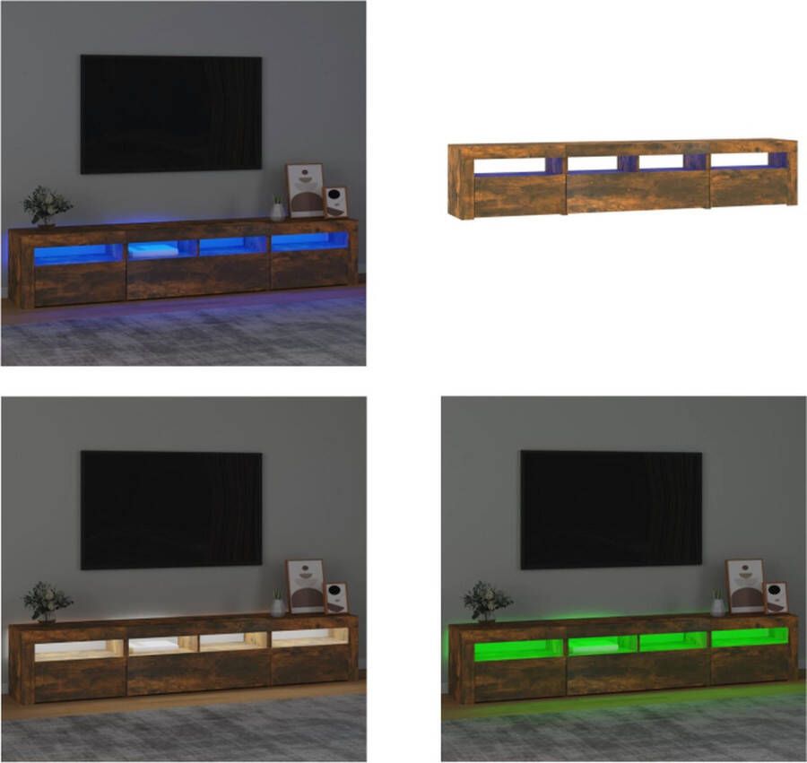 VidaXL Tv-meubel met LED-verlichting 210x35x40 cm gerookt eikenkleurig Tv-kast Tv-kasten Tv-meubel Met LED-verlichting