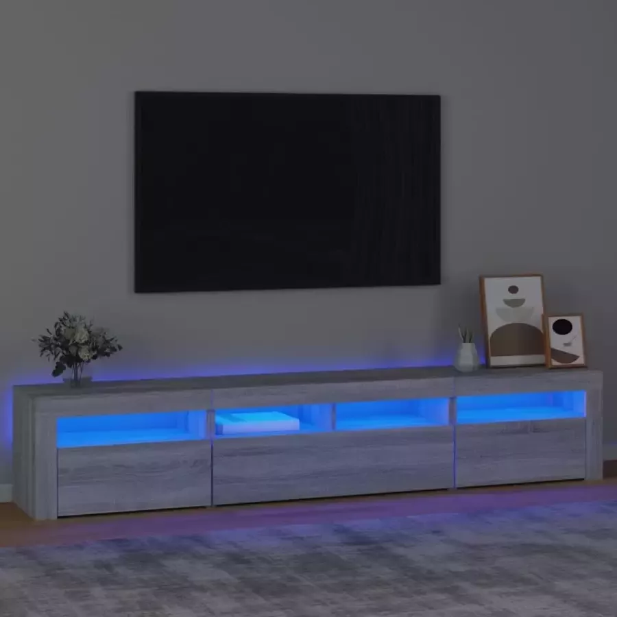 VidaXL -Tv-meubel-met-LED-verlichting-210x35x40-cm-grijs-sonoma-eiken - Foto 1