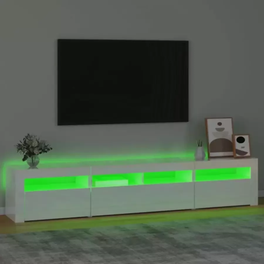 VidaXL -Tv-meubel-met-LED-verlichting-210x35x40-cm-hoogglans-wit - Foto 5