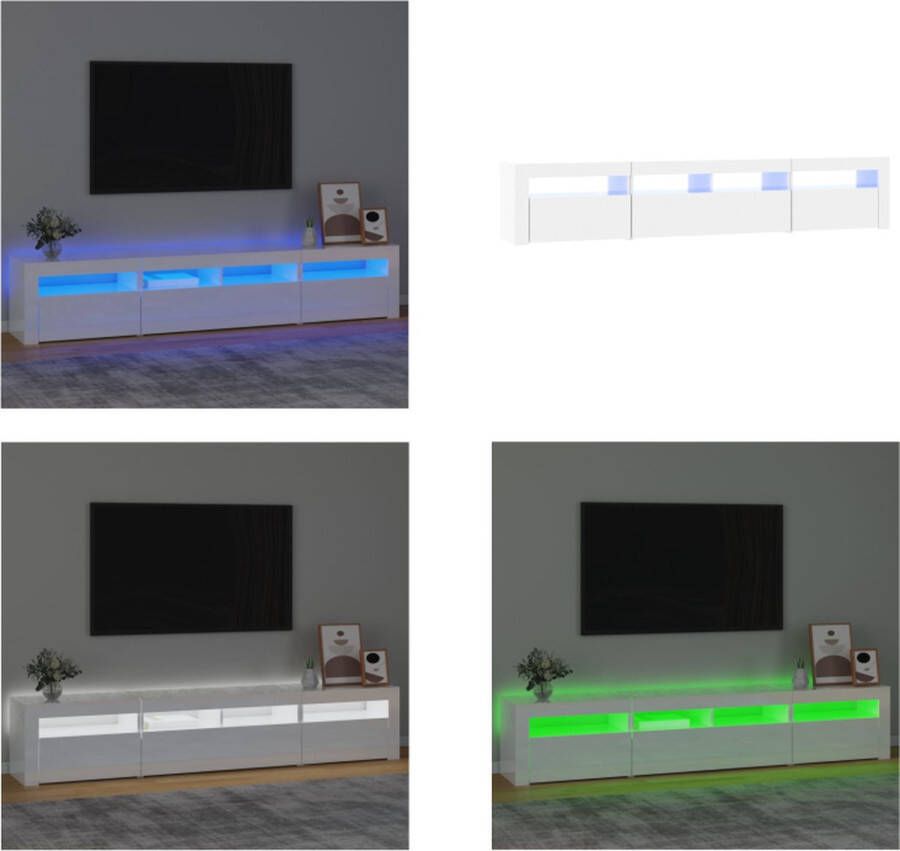 VidaXL Tv-meubel met LED-verlichting 210x35x40 cm hoogglans wit Tv-kast Tv-kasten Tv-meubel Met LED-verlichting
