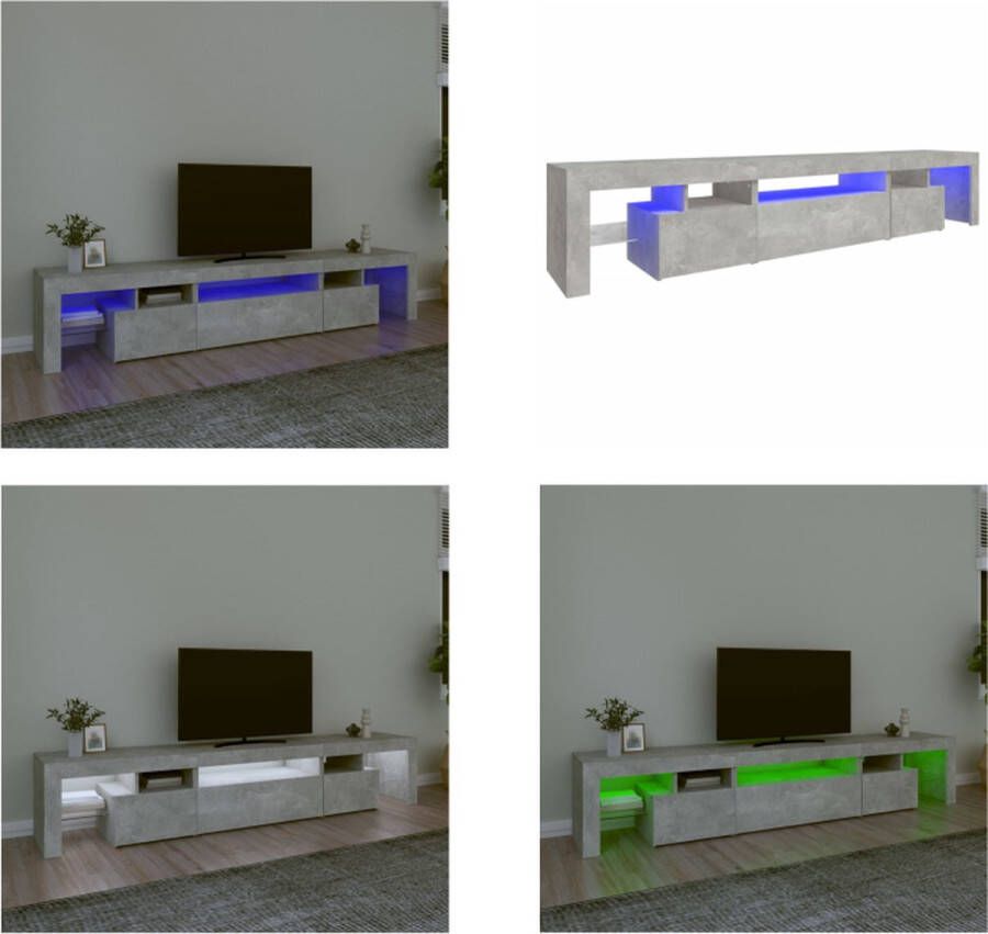VidaXL Tv-meubel met LED-verlichting 215x36-5x40 cm betongrijs Tv-kast Tv-kasten Tv-meubel Met LED-verlichting
