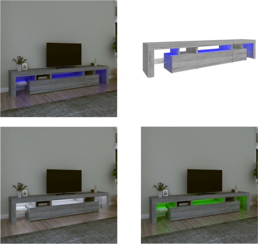 VidaXL Tv-meubel met LED-verlichting 215x36-5x40 cm grijs sonoma eiken Tv-kast Tv-kasten Tv-meubel Met LED-verlichting