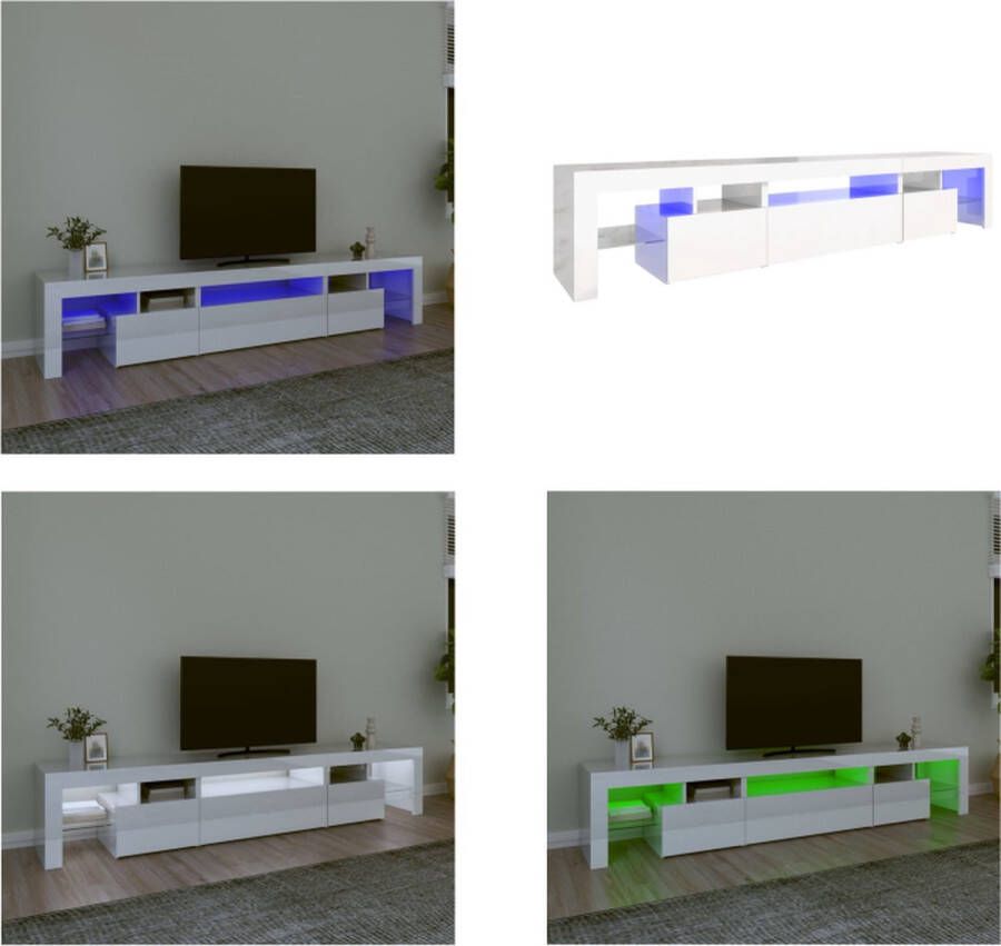 VidaXL Tv-meubel met LED-verlichting 215x36-5x40 cm hoogglans wit Tv-kast Tv-kasten Tv-meubel Met LED-verlichting
