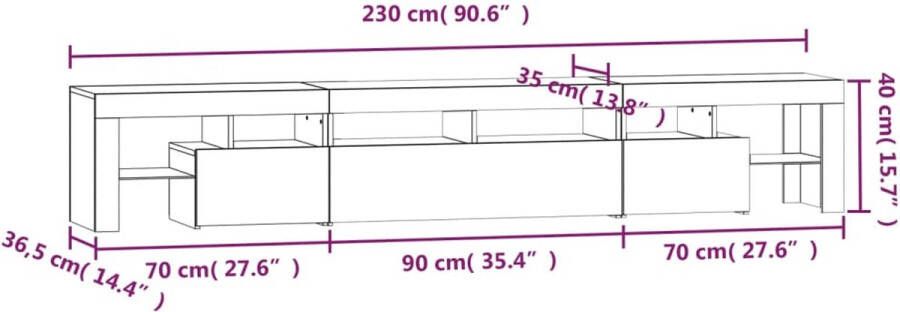 VidaXL -Tv-meubel-met-LED-verlichting-230x36 5x40-cm-betongrijs - Foto 5