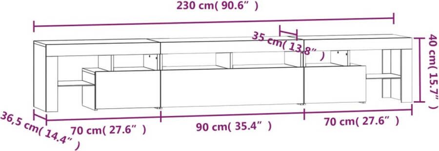 VidaXL -Tv-meubel-met-LED-verlichting-230x36 5x40-cm-grijs-sonoma-eiken - Foto 4