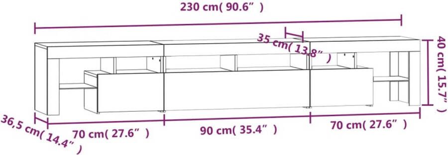 VidaXL -Tv-meubel-met-LED-verlichting-230x36 5x40-cm-zwart - Foto 2