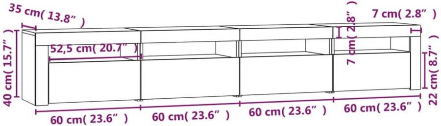 VidaXL -Tv-meubel-met-LED-verlichting-240x35x40-cm-betongrijs - Foto 3