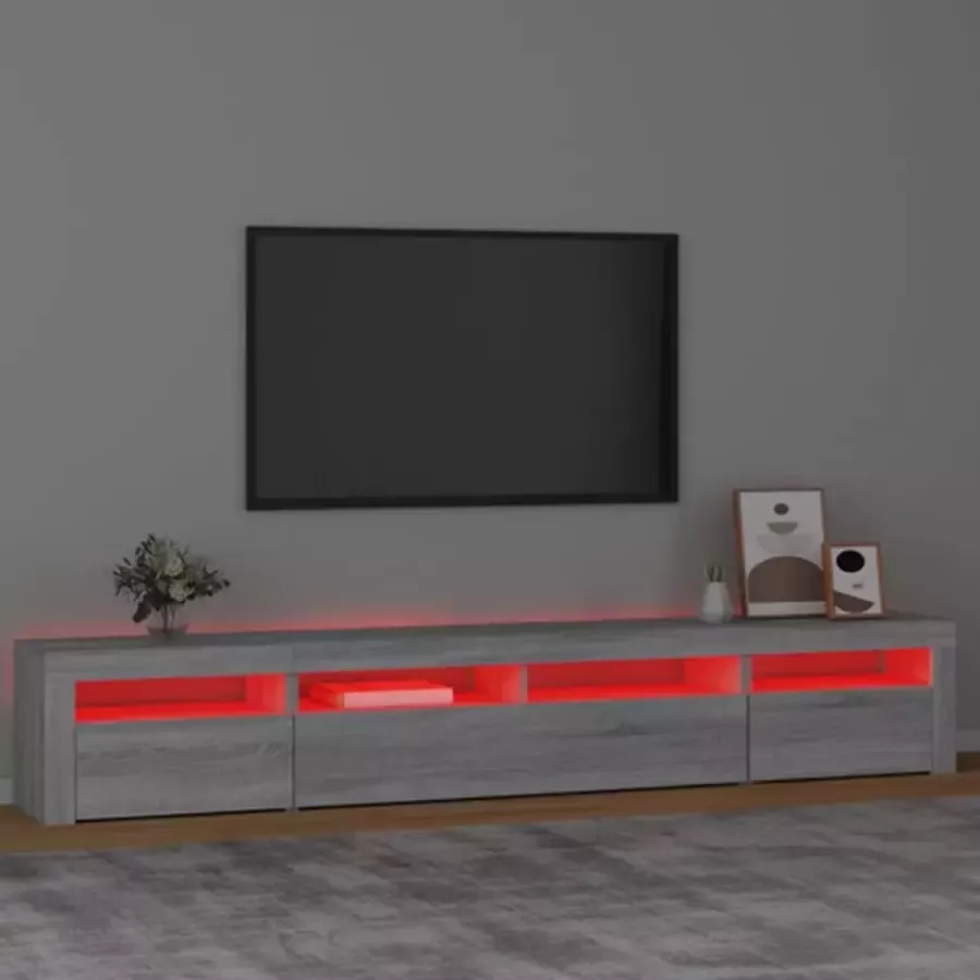VidaXL -Tv-meubel-met-LED-verlichting-240x35x40-cm-grijs-sonoma-eiken - Foto 4