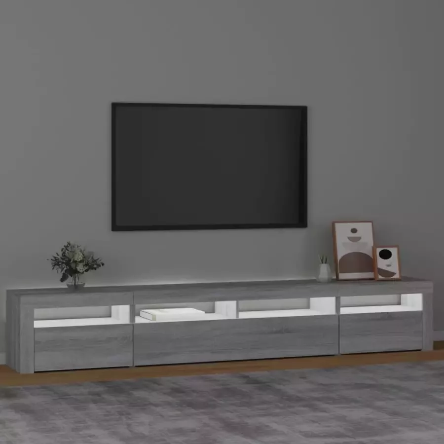 VidaXL -Tv-meubel-met-LED-verlichting-240x35x40-cm-grijs-sonoma-eiken - Foto 2
