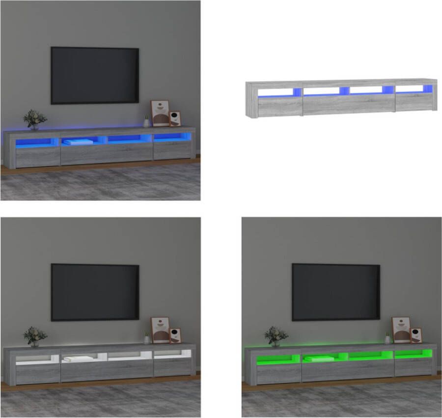 VidaXL Tv-meubel met LED-verlichting 240x35x40 cm grijs sonoma eiken Tv-kast Tv-kasten Tv-meubel Met LED-verlichting