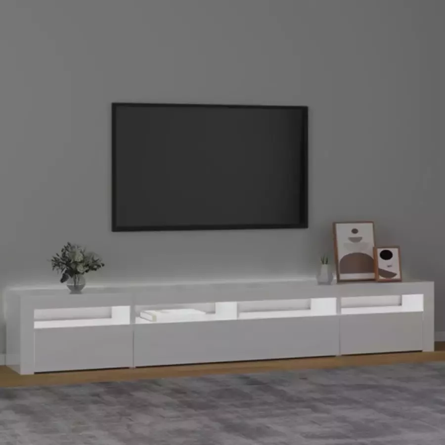 VidaXL -Tv-meubel-met-LED-verlichting-240x35x40-cm-hoogglans-wit - Foto 4