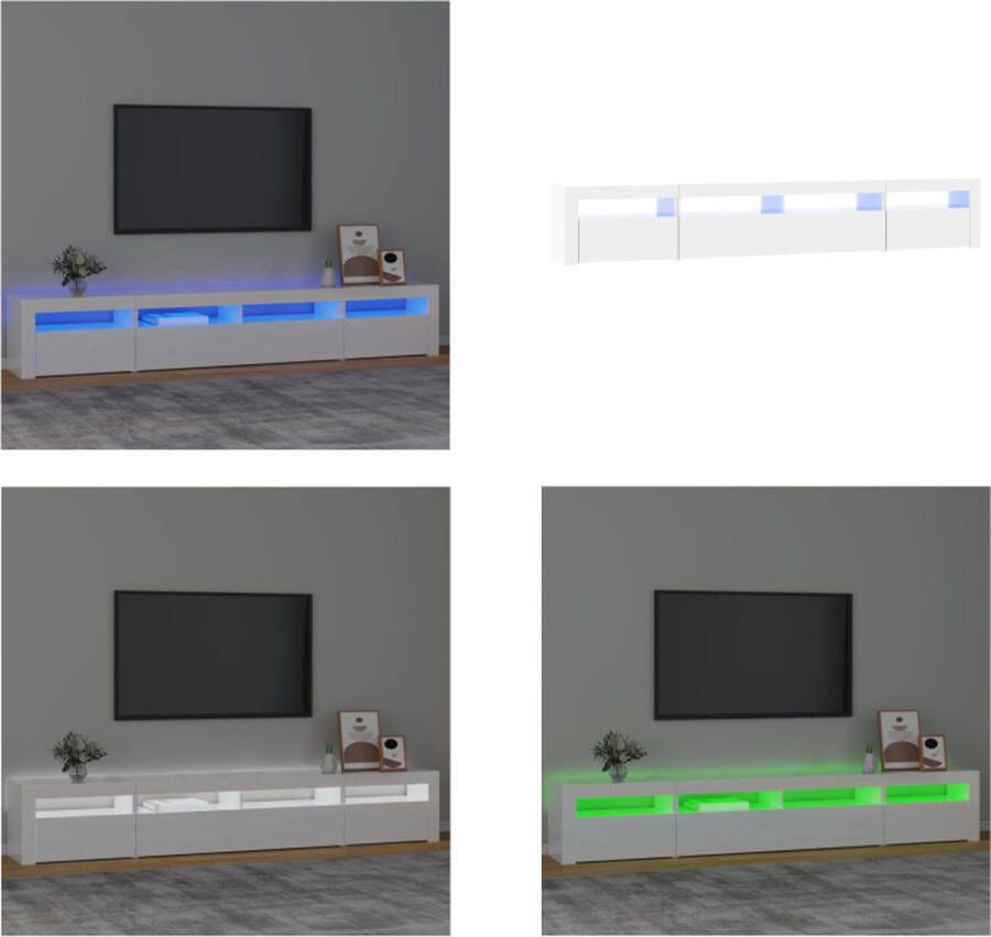 VidaXL Tv-meubel met LED-verlichting 240x35x40 cm hoogglans wit Tv-kast Tv-kasten Tv-meubel Met LED-verlichting