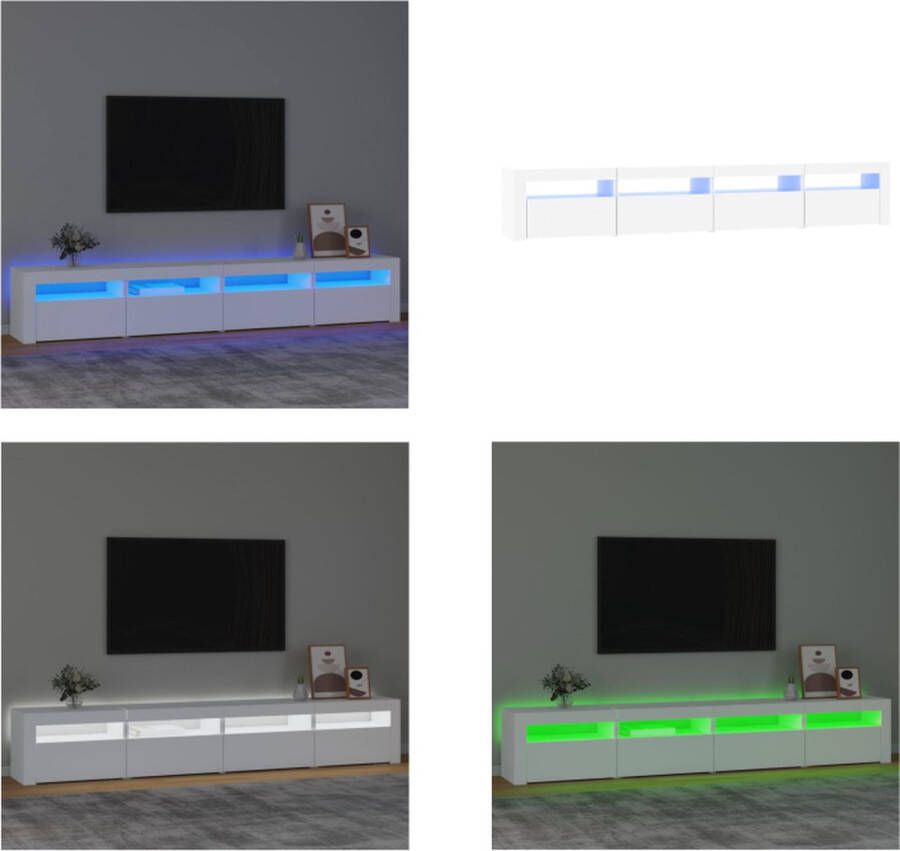 vidaXL Tv-meubel met LED-verlichting 240x35x40 cm wit Tv-kast Tv-kasten Tv-meubel Met LED-verlichting