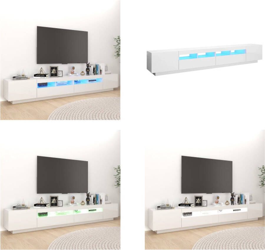 vidaXL Tv-meubel met LED-verlichting 260x35x40 cm hoogglans wit Tv-kast Tv-kasten Televisiekast Televisiekasten