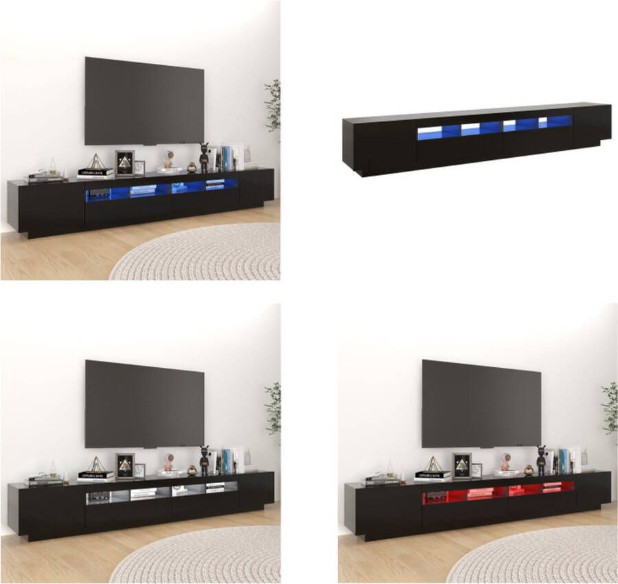 VidaXL Tv-meubel met LED-verlichting 260x35x40 cm zwart Tv-kast Tv-kasten Televisiekast Televisiekasten