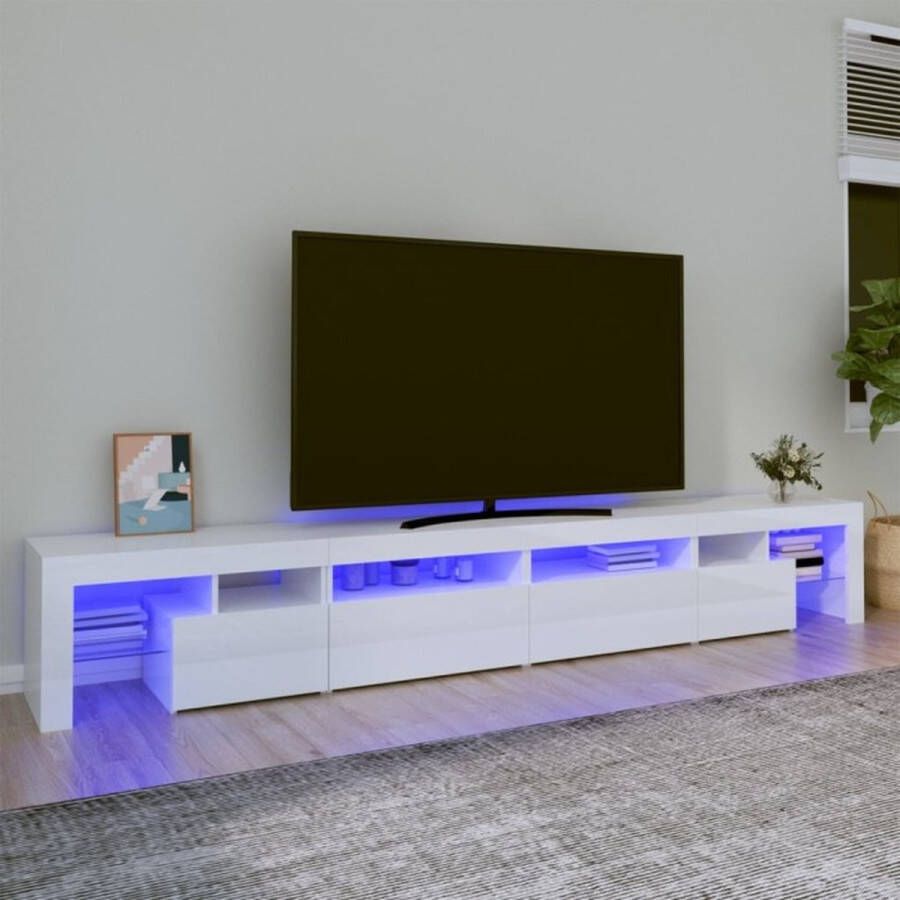 VidaXL -Tv-meubel-met-LED-verlichting-260x36 5x40-cm-hoogglans-wit - Foto 1